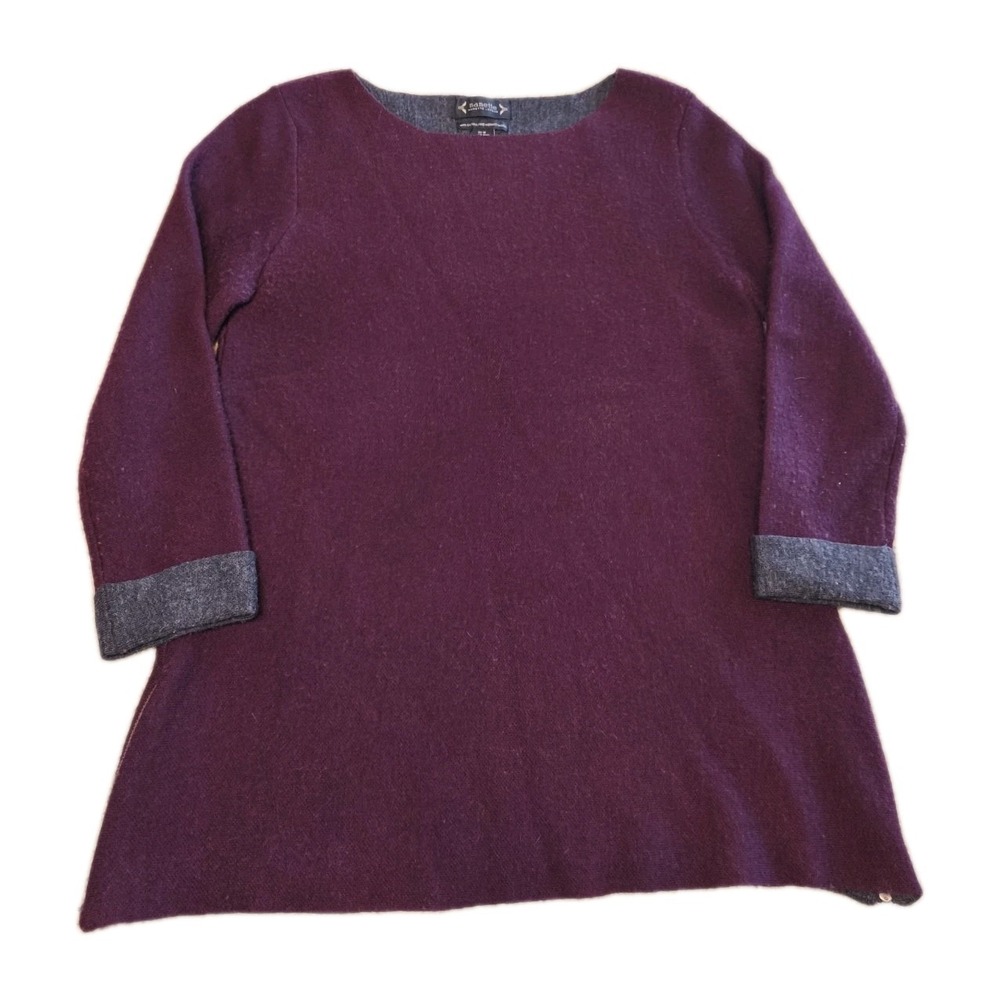 Womens 100% Fine Merino Wool Pullover Sweater Burgundy Maroon‎ Medium Minimalist